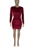 Red Sexy Solid Patchwork O Neck A Line Dresses