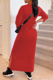 Zwarte mode elegante effen patchwork O-hals onregelmatige jurken