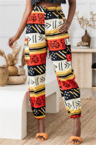 Pantalones de cintura alta básicos con estampado casual de moda multicolor