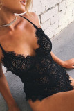 Lingerie preta sexy moda sólida vazada