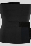 Tops abdominaux de ceinture de taille mince de femmes de couleur unie de mode noire