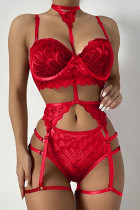 Rote, modische, sexy, solide Patchwork-Dessous