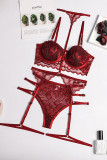 Burgundy Fashion Sexy Solid Patchwork Lingerie