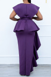 紫色の方法イギリス様式の固体パッチワーク V の首の不規則な服