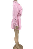 Abbigliamento sportivo casual rosa Tinta unita Patchwork Piega Colletto con cerniera Manica lunga Due pezzi