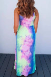 Color Sexy Casual Tie Dye Printing O Neck Vest Dress