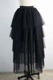 Falda casual de moda de patchwork liso asimétrico regular de cintura alta negro