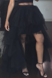 Черная модная повседневная однотонная лоскутная асимметричная юбка с высокой талией и обычной талией