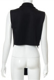 Black Fashion Casual Solid Asymmetrical Turndown Collar Outerwear