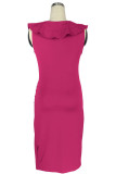 ロイヤルブルーファッションセクシーなソリッドパッチワークVネックワンステップスカートドレス