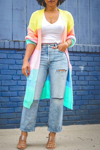 Färg Mode Casual Print Cardigan Ytterkläder