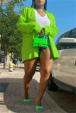 Grönt Mode Casual Solid Cardigan Ytterplagg med bakkrage
