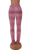 Red Sexy Print Patchwork Skinny High Waist Pencil Full Print Bottoms