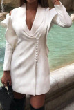 Белая модная уличная однотонная лоскутная верхняя одежда с воротником-стойкой