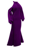 Púrpura Moda Elegante Sólido Patchwork Halter Un Paso Falda Vestidos