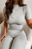 White Fashion Casual Solid Zipper Half A Turtleneck Skinny Jumpsuits