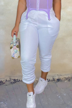 Weiße, lässige, einfarbige Harlan-Hose mit mittlerer Taille und einfarbigem Patchwork
