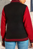 Красно-черная повседневная лоскутная верхняя одежда с уличным принтом