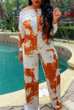 Orange Mode Casual Print Backless Off the Shoulder Vanliga Jumpsuits