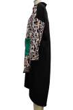 Модные сексуальные платья с леопардовым принтом в стиле пэчворк с отложным воротником и нерегулярные платья