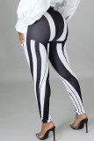 Pantalones con estampado de posicionamiento de lápiz de cintura alta ajustados con estampado sexy en blanco y negro