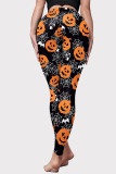 Pantalon skinny noir à taille haute imprimé basique à la mode d'Halloween