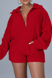 Rosa Sexig Solid Patchwork Hooded Collar Rompers