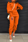 Vêtements d'extérieur à col zippé et patchwork décontractés rouge tangerine