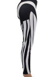 Pantalones con estampado de posicionamiento de lápiz de cintura alta ajustados con estampado sexy en blanco y negro