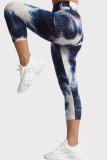 Himmelblaue, lässige Sportswear-Tie-Dye-Druck-Röhrenhose mit hoher Taille