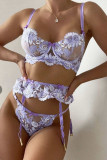 Lingerie transparente solide à la mode violet clair