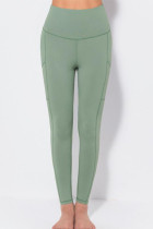 Abbigliamento sportivo casual grigio verde Solid Patchwork Skinny Vita alta Matita Pantaloni tinta unita