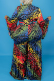 Veelkleurige casual print patchwork V-hals grote maten jumpsuits