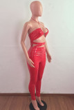 Macacão skinny vermelho fashion sexy sólido vazado sem costas