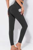 Grey Casual Sportswear Solid Patchwork Skinny High Waist Pencil Solid Color Bottoms