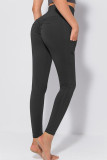 Black Casual Sportswear Solid Patchwork Skinny High Waist Pencil Solid Color Bottoms