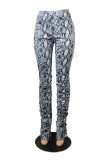 Multicolor Fashion Casual Print Fold Regular Hose mit hoher Taille
