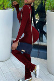 Pink Fashion Street Solid Patchwork Zipper Collar Jumpsuits