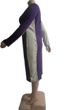 Фиолетовая повседневная сплошная лоскутная юбка-карандаш с U-образным вырезом Платья больших размеров