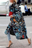 Rainbow Color Street Camouflage Print Patchwork Turndown Collar Outerwear