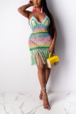 Colorful Sexy Hollow Fringed Beach Dress