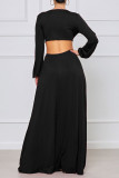 Черные модные элегантные однотонные платья с V-образным вырезом A Line