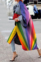 Цвет радуги, уличный камуфляжный принт, пэчворк, отложной воротник, верхняя одежда