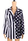 Prendas de abrigo de cuello vuelto de patchwork con estampado casual de moda en blanco y negro