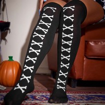 Calze nere con stampa di moda di Halloween