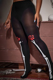 Zwarte doorschijnende skinny broek met hoge taille en sexy print