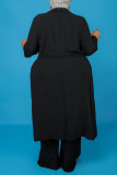 ブラックファッションカジュアルソリッド包帯Vネックプラスサイズスリーピースセット
