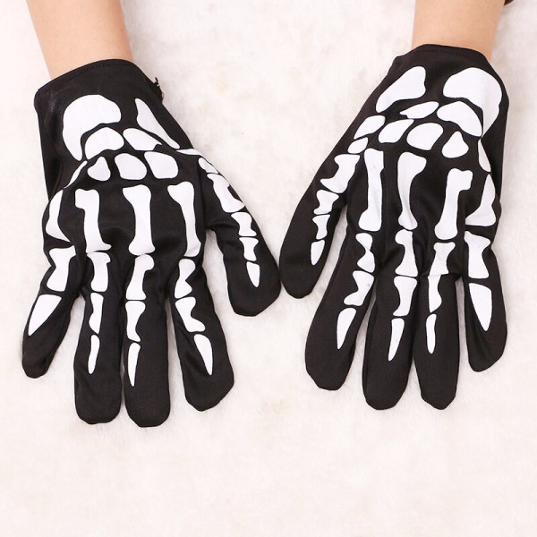 ホワイトハロウィンファッションカジュアルスケルトン印刷手袋
