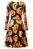 Black Yellow Halloween Casual Party Patchwork Print Costumes