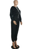 Серый взрослый повседневный модный костюм из двух предметов с застежкой-молнией однотонный карандаш с длинным рукавом